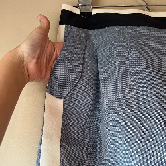 MORINE Comte Marant Mini Skirt Linen Blend Colorblock Blue Pockets Faux Wrap - Picture 4 of 11